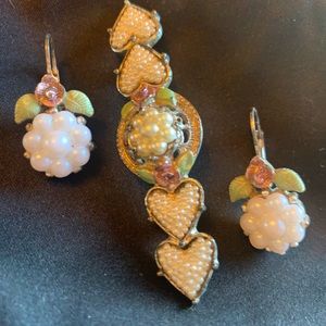 1928 Jewelry Vintage Brooch and Earring Set